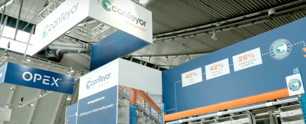 conTeyor&#039;s Storeganizer OPEX stand