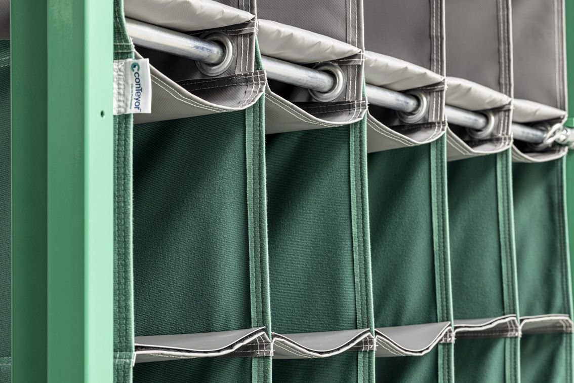 A detailed shot of the tower rack&#039;s front loader