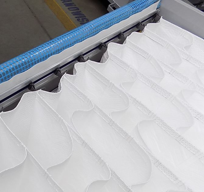 Custom white textile dunnage inserts inside of an Ecopack